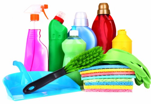 Cleaner with safety checklist and protective equipment