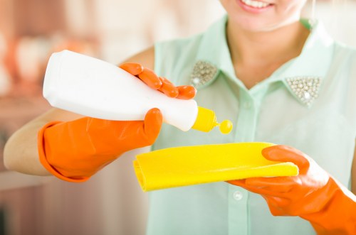 Supervisor checking workplace safety before cleaning begins