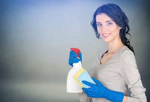 Professional cleaner in Kentishtown working in a home interior